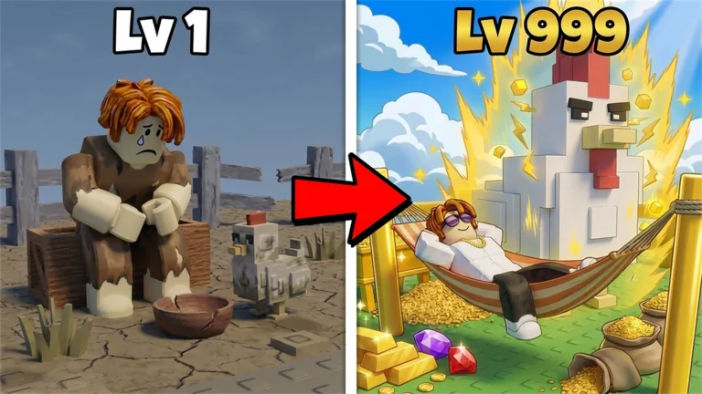 Tower floor boss combat in Roblox Grow a Chicken Fighter