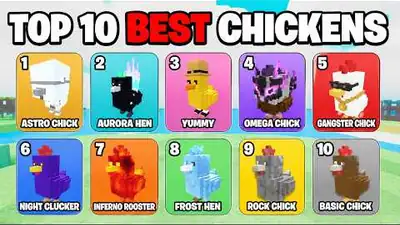 TOP 10 BEST CHICKENS in Grow a Chicken Fighter! (SpaceQT)